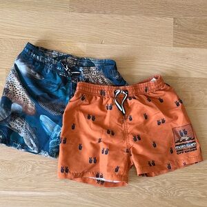 Molo Swim Trunks (Lot of 2) Orange Peace Sign + Blue Sharks
